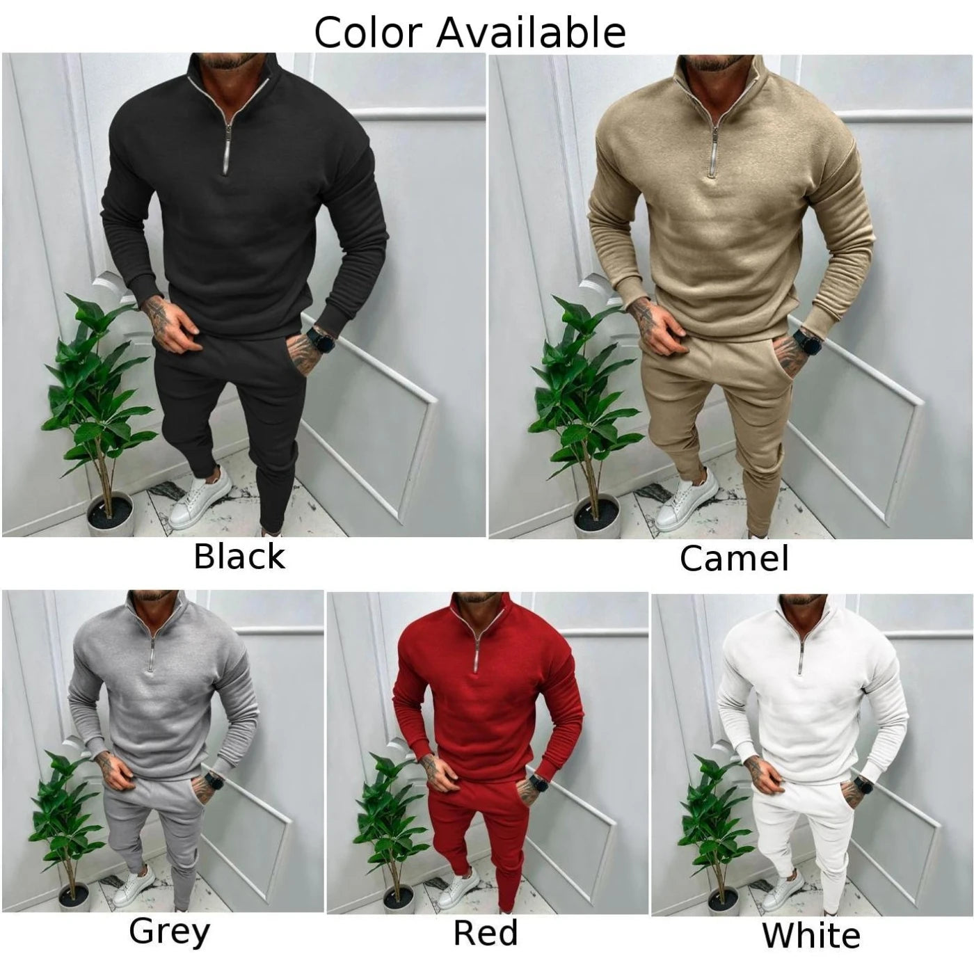 "Ultimate Cozy Comfort Set: Fleece-Lined Zip-Up Pullover & Drawstring Pants Ensemble"
